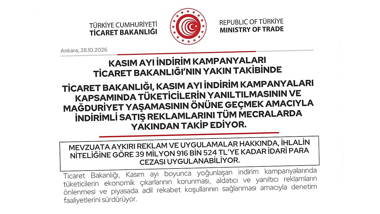 Ticaret Bakanlığı: “Kasım ayı indirim kampanyaları yakın takibimizde”