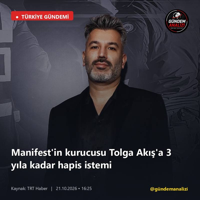 Manifest'in kurucusu Tolga Akış'a 3 yıla kadar hapis istemi