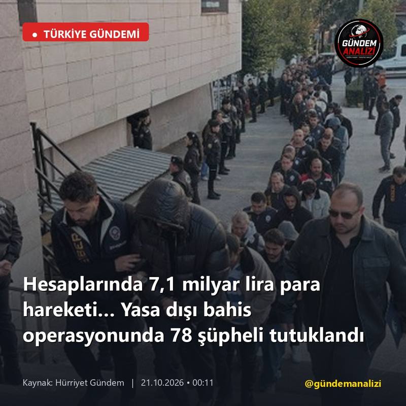 Hesaplarında 7,1 milyar lira para hareketi… Yasa dışı bahis operasyonunda 78 şüpheli tutuklandı