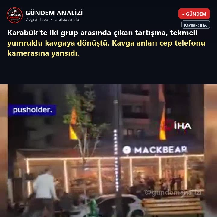 Karabük'te iki grup arasında çıkan tartışma, tekmeli yumruklu kavgaya dönüştü. Kavga anları cep telefonu kamerasına yansıdı.
